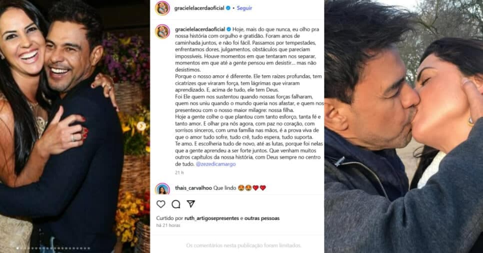 Zezé recebe recado de sua esposa nas redes sociais (Foto: Reprodução/Montagem TV Foco) Zezé recebe recado de sua esposa nas redes sociais (Foto: Reprodução/Montagem TV Foco)