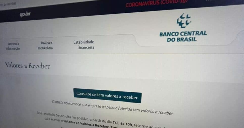 Tenho valores a receber no CPF? Descubra pelo Banco Central hoje 31/7