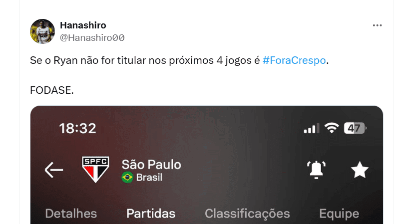  Demissão de Crespo é exigida ao São Paulo - Foto X
