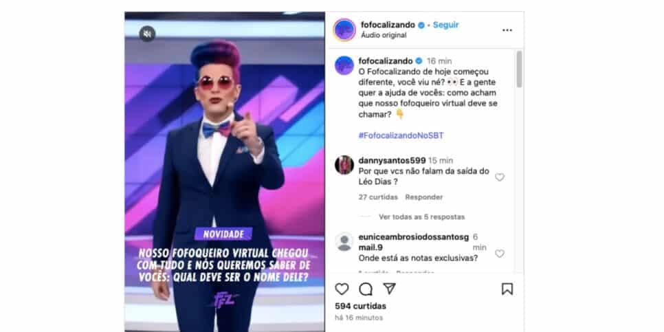 Fofoqueiro virtual do Fofocalizando (Foto: Reprodução / Instagram) 