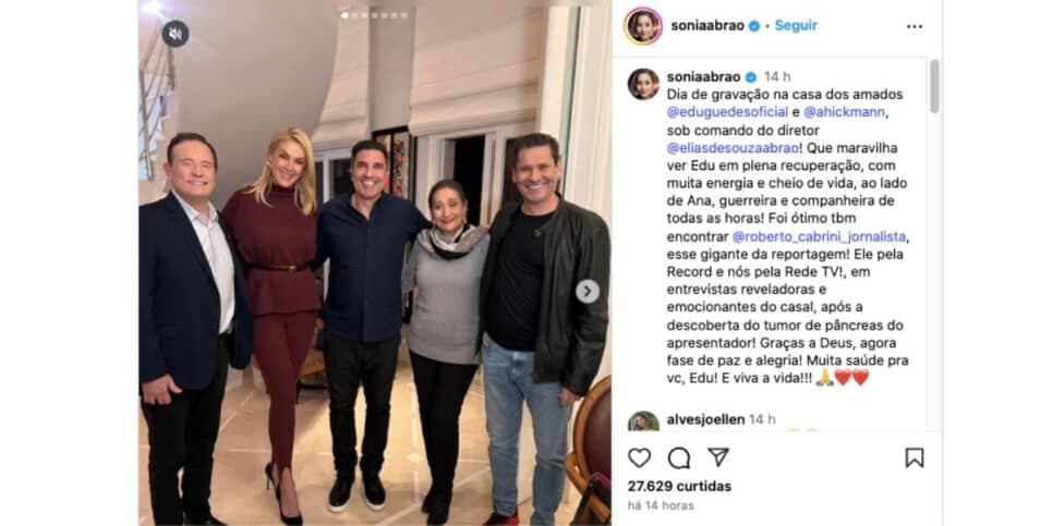 Publicação de Sonia Abrão (Foto: Reprodução / Instagram)