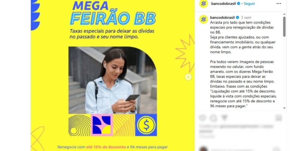 Mega Feirão do Banco do Brasil (Reprodução: Instagram)