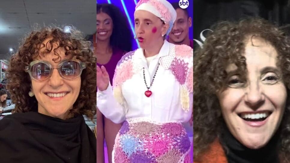 A atriz e comediante Gorete Milagres, a Filó, em aparições recentes na TV e nas redes sociais oficiais (Foto: Reprodução/ SBT/ Instagram/ Montagem)