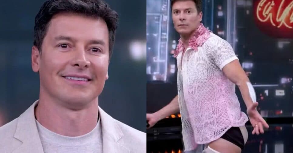 Rodrigo Faro tira calça na Dança dos Famosos, fica de cueca e choca ao mostrar o que tem no bumbum