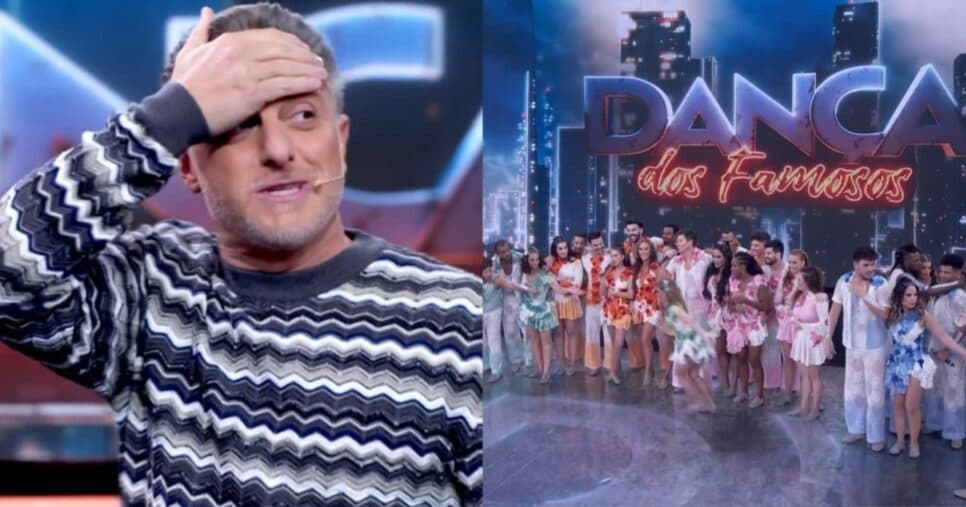 Participante quebra o gelo na Dança dos Famosos e dá beijão em professor no Domingão: "Desentupidor"