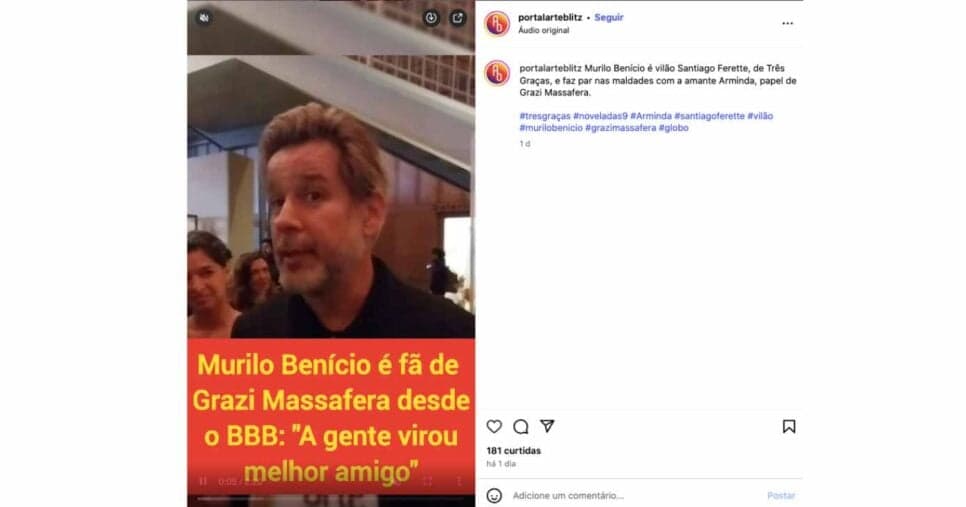Entrevista de Murilo Benício (Foto: Reprodução / Instagram)
