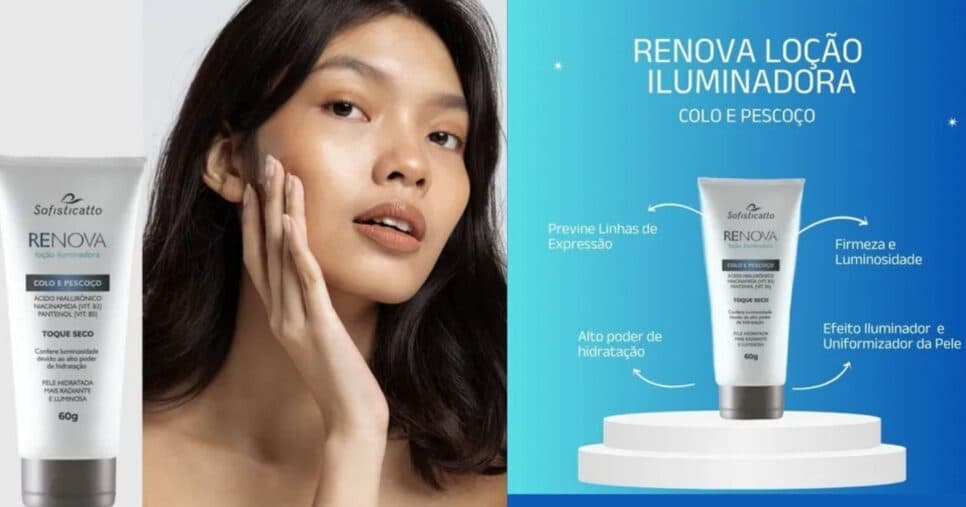 Creme/loção para colo e pescoço da Sofisticatto (Foto Reprodução/Montagem/TV Foco/Lennita/Shopee)