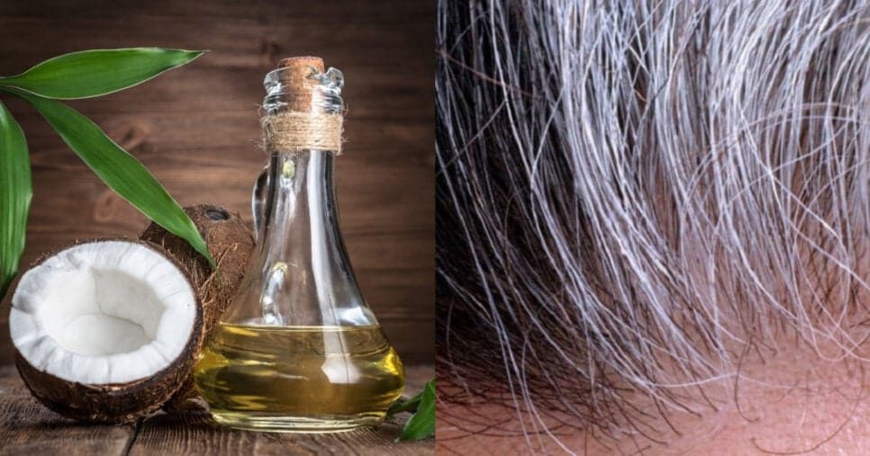 Tinta caseira com óleo de coco de atua contra fios grisalhos e vai rejuvenescer às 50+