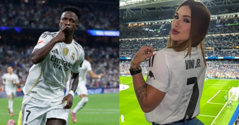 Com Virginia no estádio, Vini Jr marca dois gols em vitória e se declara: "Te amo''