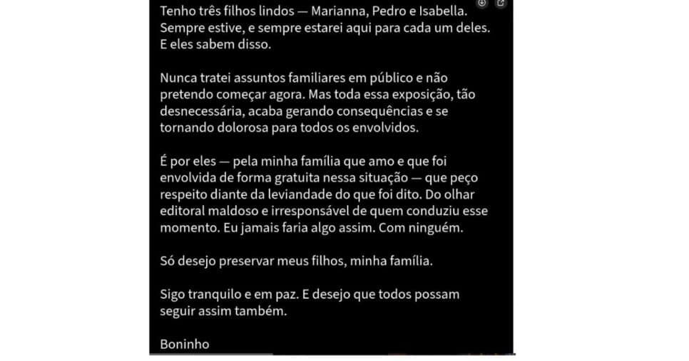 Pronunciamento Boninho (Foto: Reprodução / Instagram)