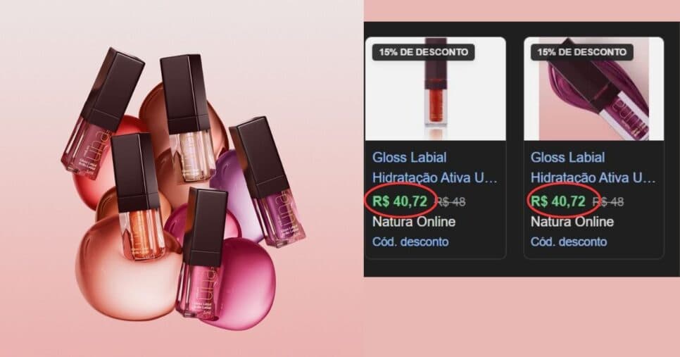 Gloss Hidratação Ativa Una (Foto Reprodução/Montagem/TV Foco/Lennita/Natura)
