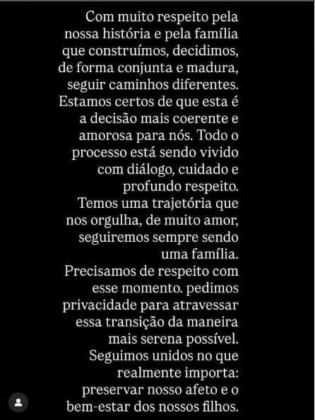 Comunicado de Ivete Sangalo e Daniel Cady - Foto; Instagram