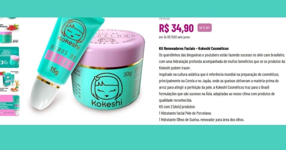 Kit Renovadores Faciais Kokeshi: