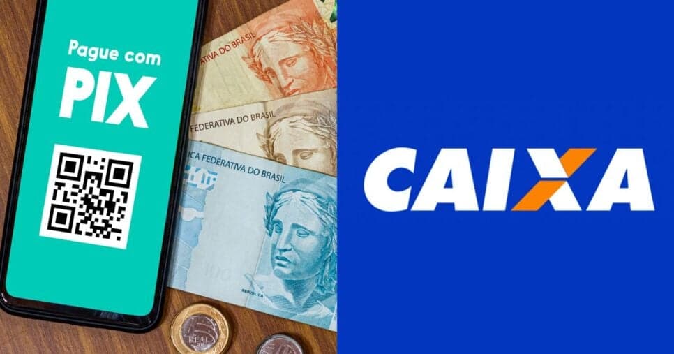 Ilustração PIX e logo Caixa (Fotos: Reproduções/ Canva / Internet)