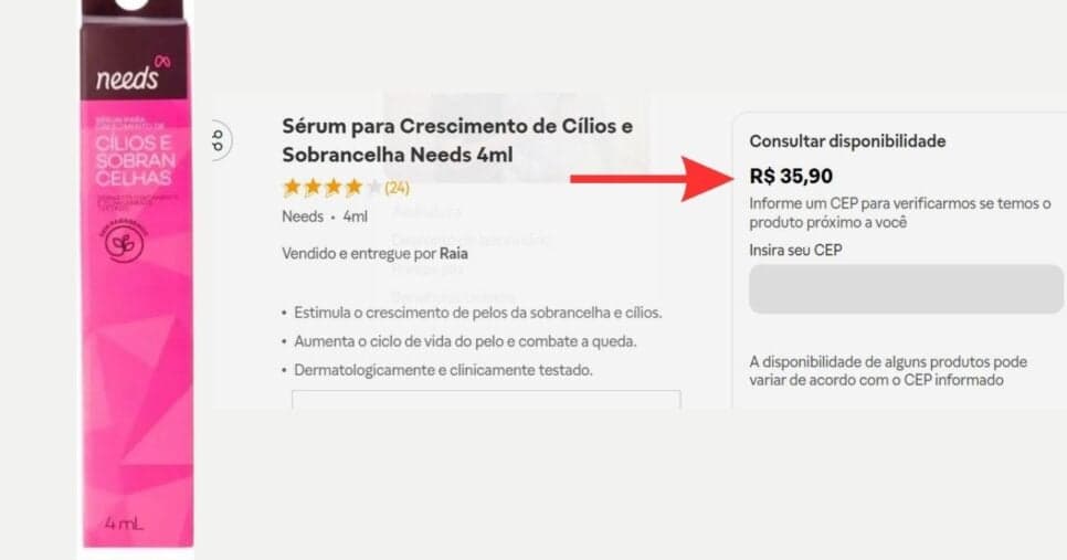 Sérum de sobrancelha e cílios Need (Foto Reprodução/Raia) Sérum de sobrancelha e cílios Need (Foto Reprodução/Raia)