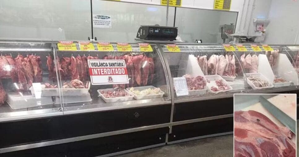 Açougue interditado (Foto: Vigilância Sanitária/Divulgação)