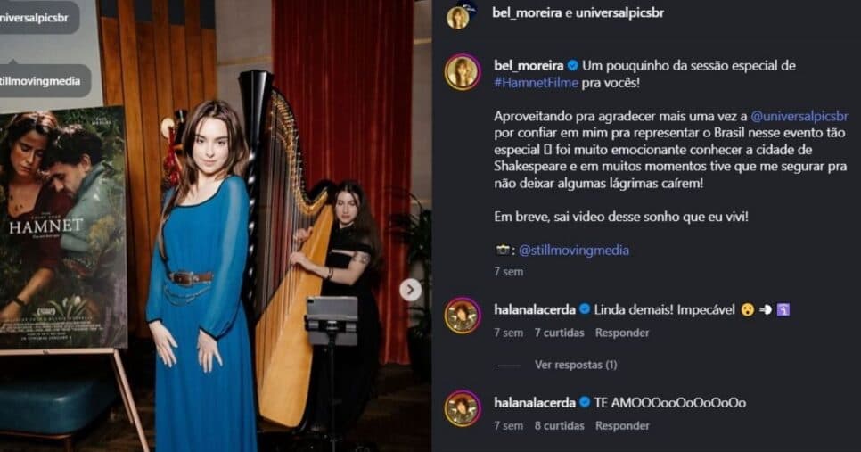 Postagem de Bel Moreira em evento (Foto Reprodução/Instagram/@bel moreira)