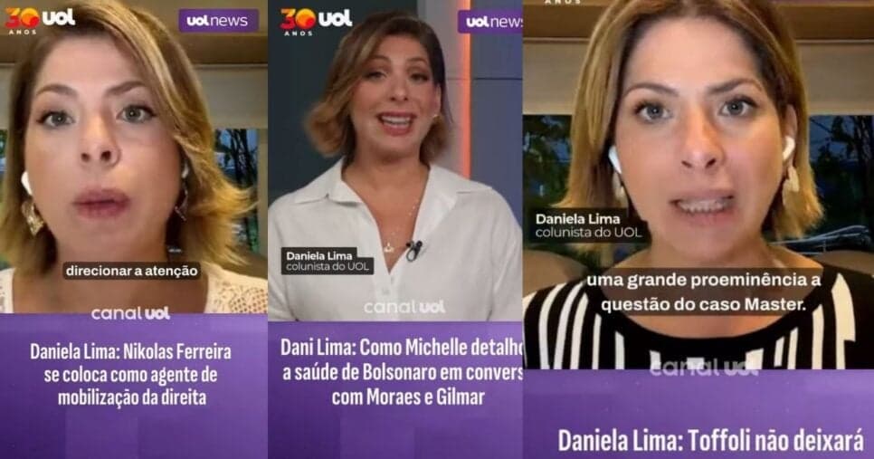 Daniela Lima atualmente trabalha na coluna da UOL (Foto Reprodução/Montagem/Lennita/TV Foco/Canva/Instagram/Daniela Lima)