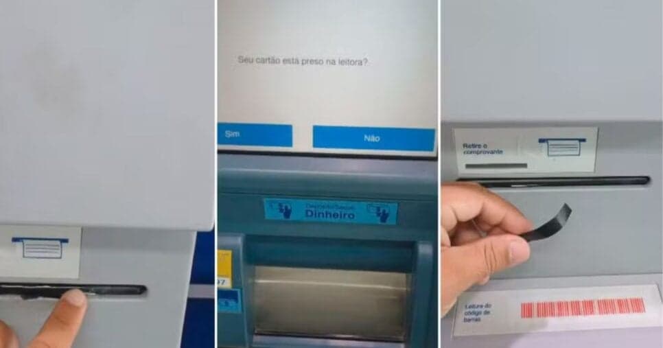 Falso caixa eletrônico do Banco do Brasil (Foto: Reprodução / Globo)