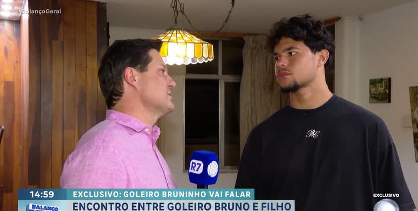 Bruninho deu entrevista detonando o pai (Foto: Reprodução / Record)


