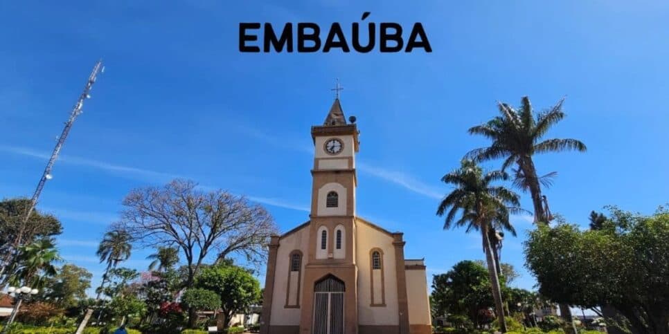 Principal igreja da cidade de Embaúba (Reprodução: Youtube)