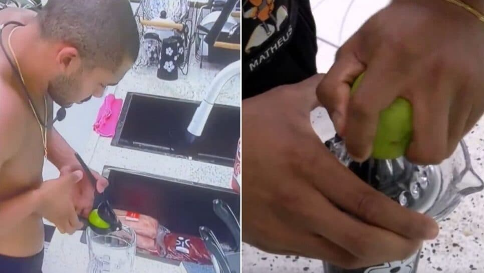 BBB26: Matheus vira meme ao não saber espremer limão (Foto: Reprodução / Globo)