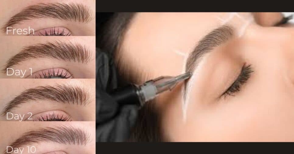 Técnica de Microblanding/ Processo de cicatrização/Antes e depois (Foto Reprodução/Montagem/TV Foco/Pinterest/Instagram)
