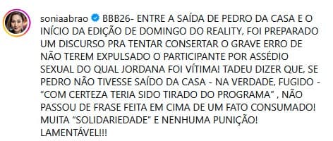 Sonia detona o BBB26 (Foto: Reprodução / Instagram)
