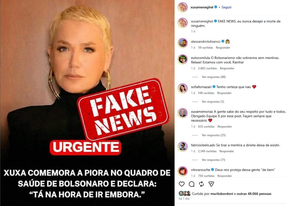 Xuxa desmente fake news (Foto: Reprodução / Instagram)