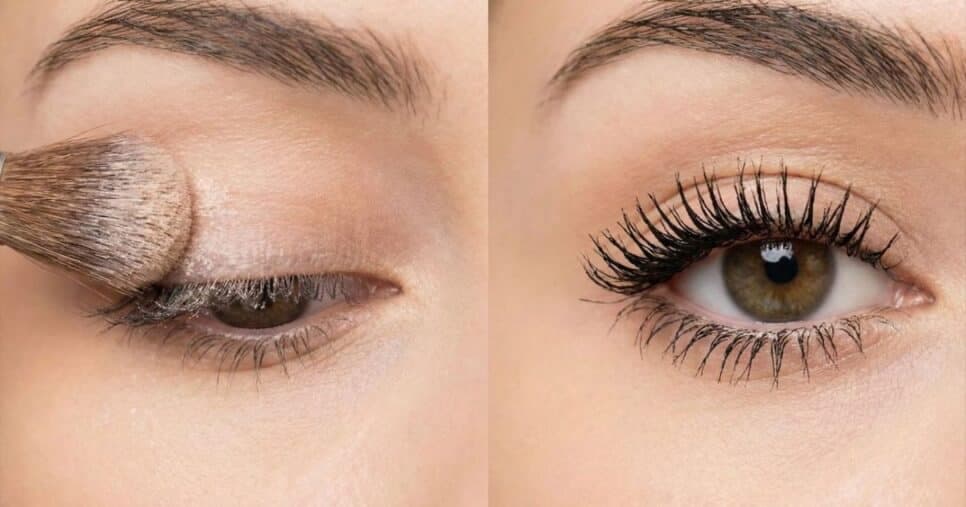 O pó facial encorpa os cílios e aumenta a fixação da máscara - Foto: Internet