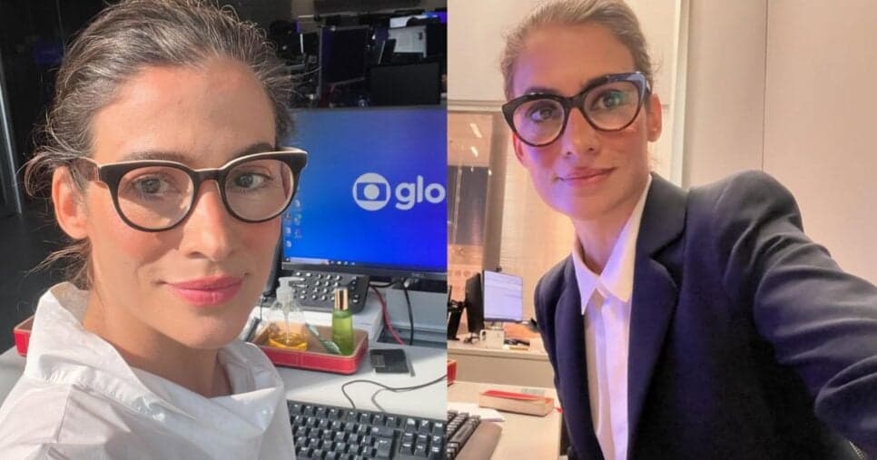 Foto de Renata Vasconcellos em redação do JN expõe o que ela faz na mesa e prova o que todos imaginavam