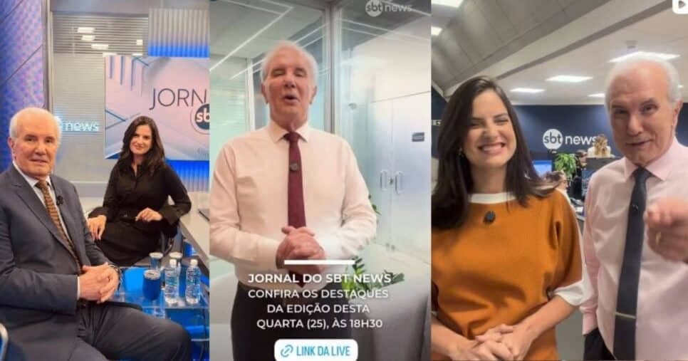 Registro de Celso de Freitas nos bastidores do SBT News (Foto Reprodução/Montagem/TV Foco/Canva/Instagram/@celsofreitasoficial)