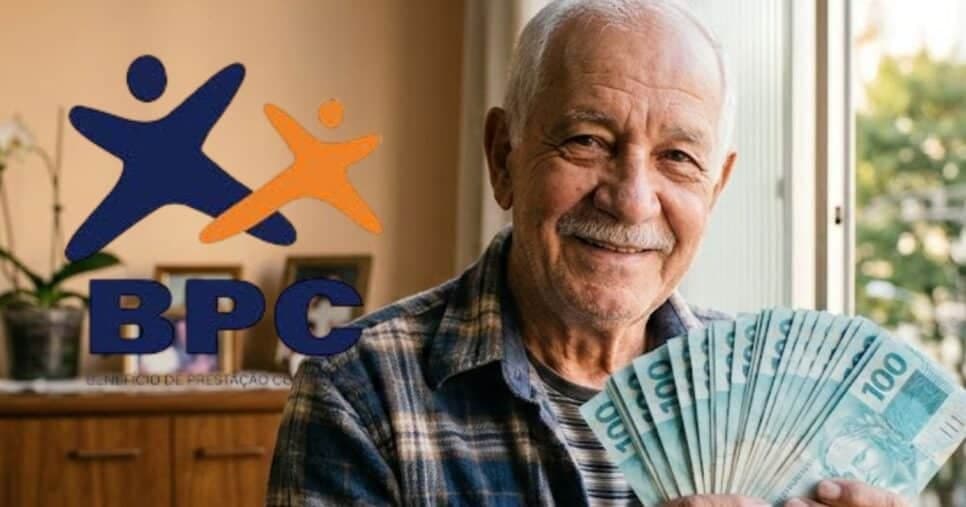 Idoso segurando notas de cem reais (Foto: Montagem TV Foco / Internet / GMN)