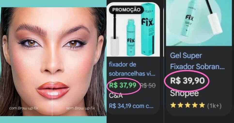 Gel Fixador Vizzela (Foto Reprodução/Montagem/Lennita/TV Foco/Google Shopping/Instagram)