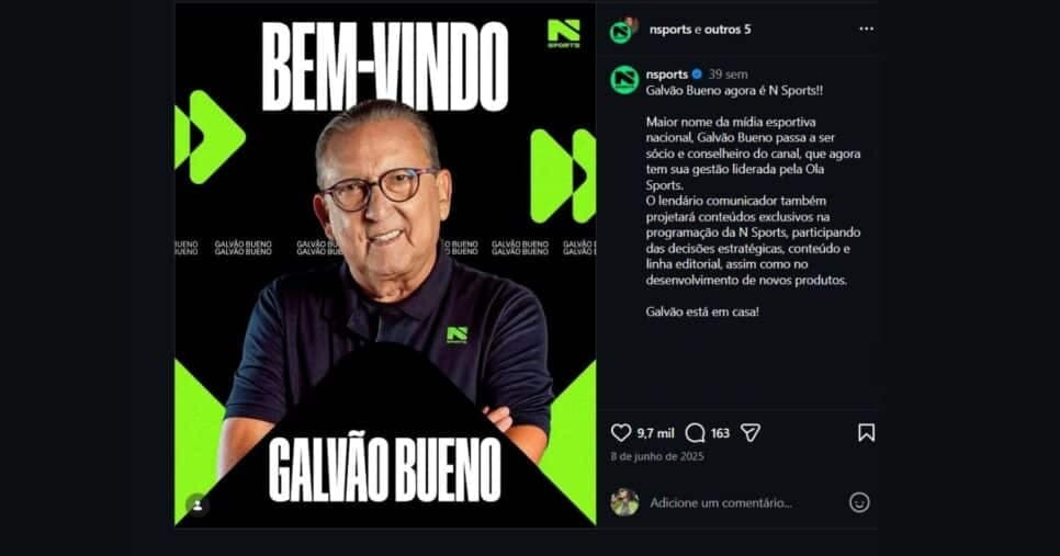 Galvão Bueno está no NSports (Foto Reprodução/Instagram/@NSports)