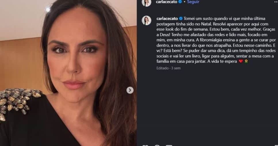 Última postagem de Carla Cecato em 2026 (Foto Reprodução/Instagram/@carlacecato)