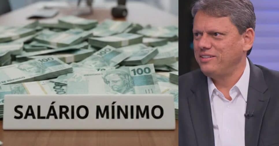 Ilustração salário mínimo e Tarcísio de Freitas (Foto: Montagem TV Foco/ GMN / Globo)