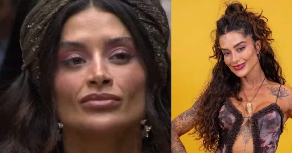 Aline Campos durante o confinamento do BBB (Foto Reprodução/Montagem/TV Foco/Globo/Lennita)