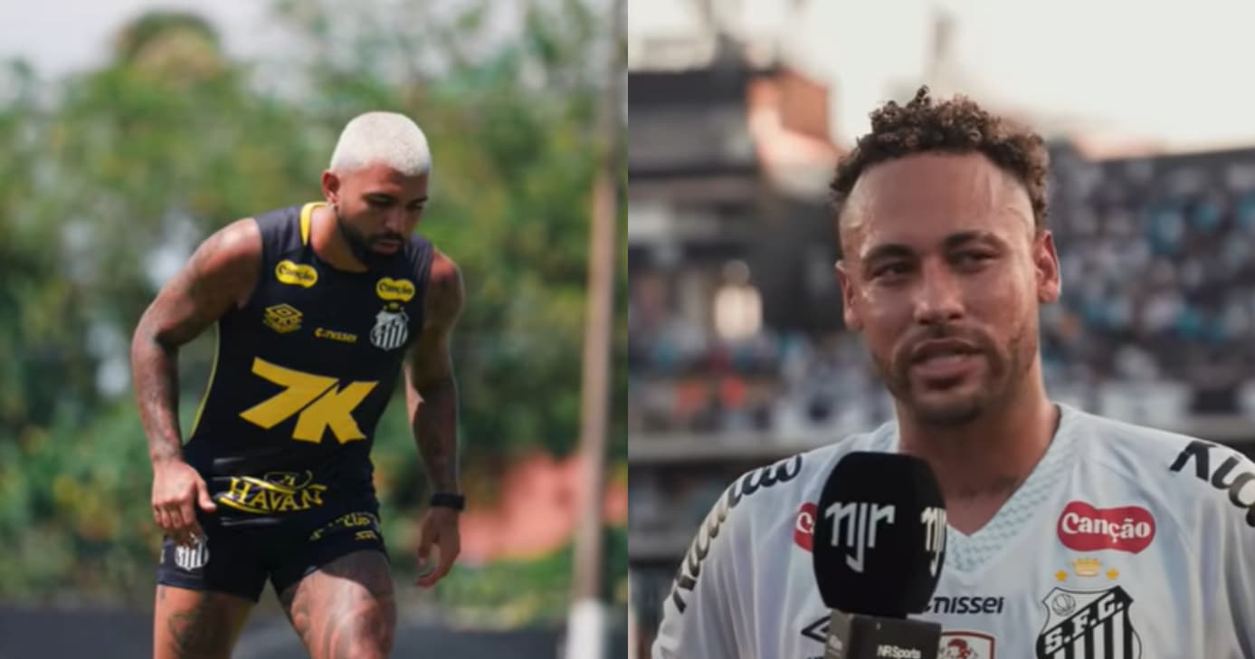 Gabigol e Neymar (Foto: Santos TV)