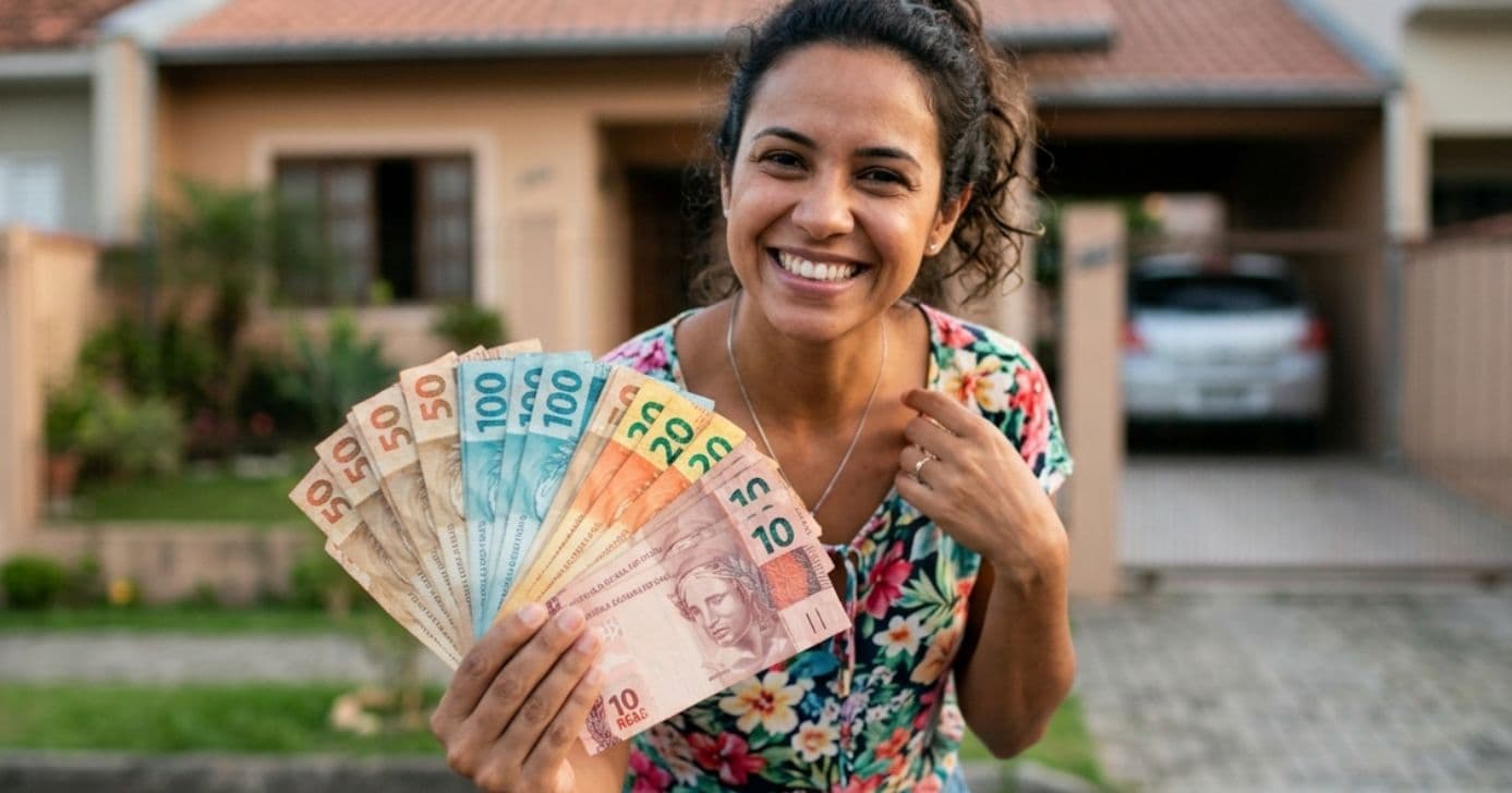 Ilustração mulher recebendo auxílio (Foto: Montagem TV Foco / GMN)