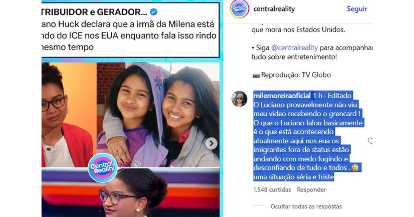 Irmã de Milena se pronuncia (Foto: Reprodução / Instagram)