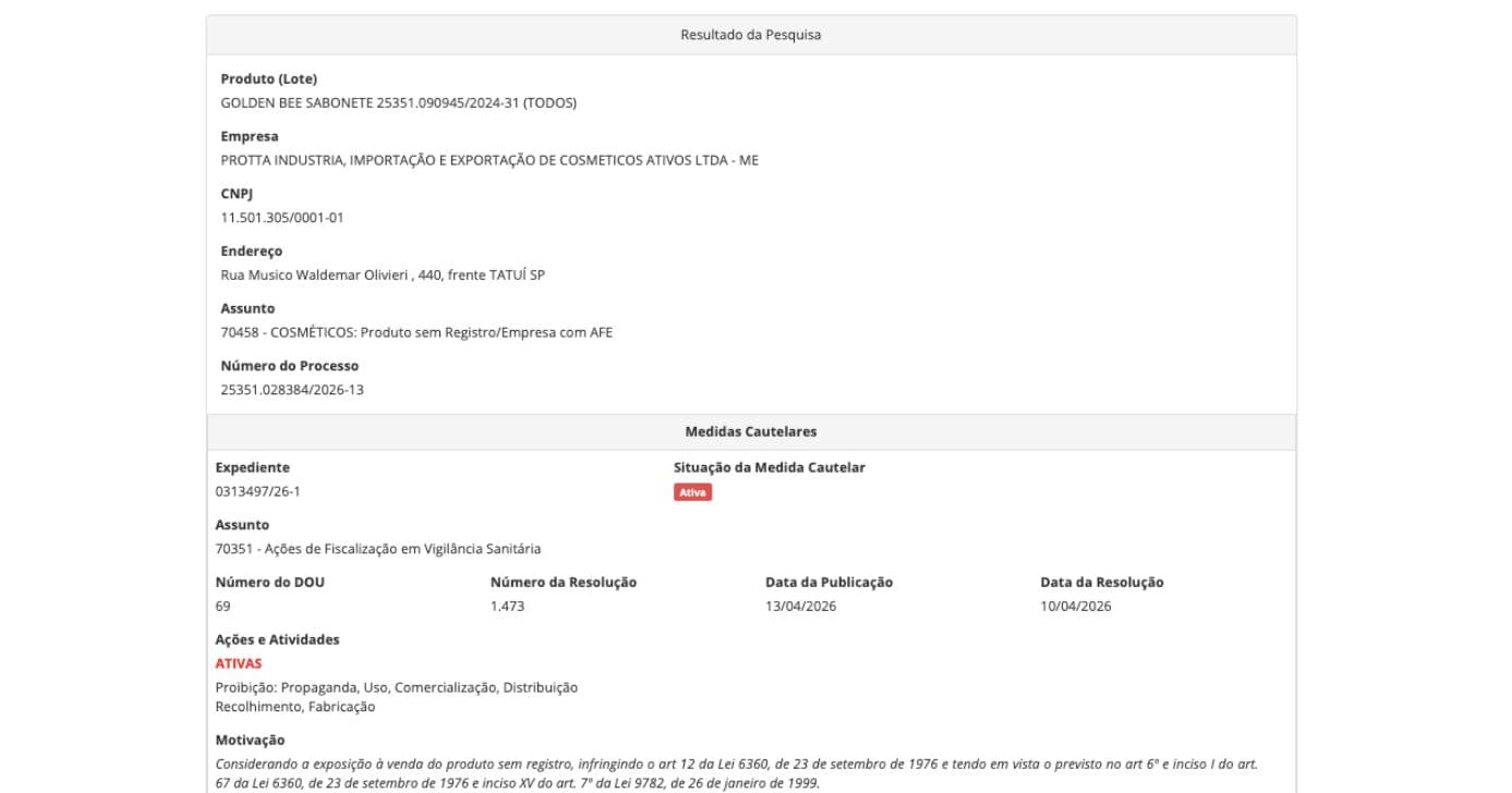 Medida da Anvisa (Foto: Anvisa) 