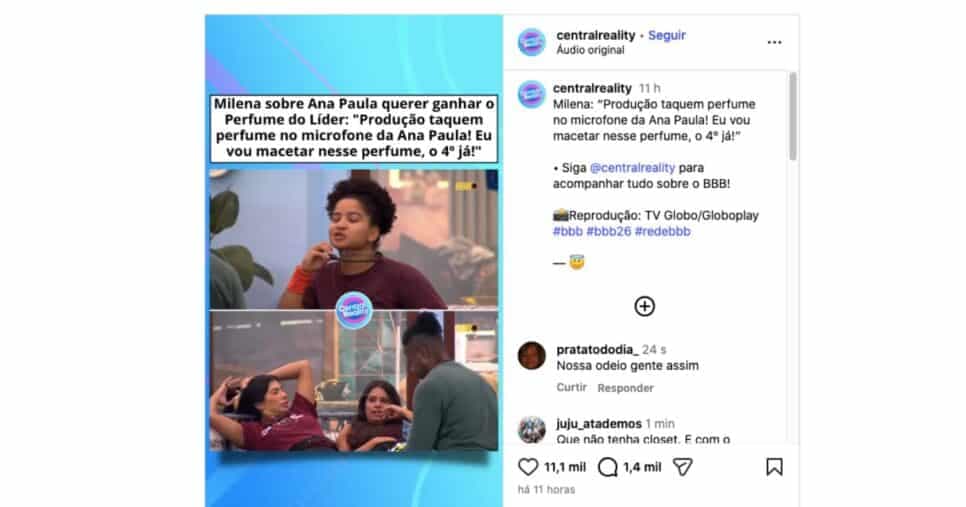 Milena no BBB26 (Foto: Reprodução / Globo / Instagram) 