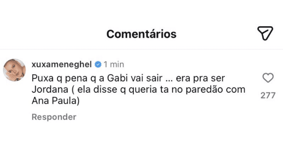 Comentário de Xuxa (Foto: Reprodução/ Instagram)