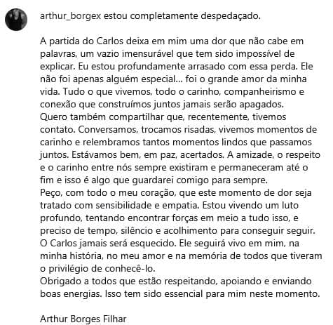 Ex do famoso se pronunciou (Foto: Reprodução / Instagram)
