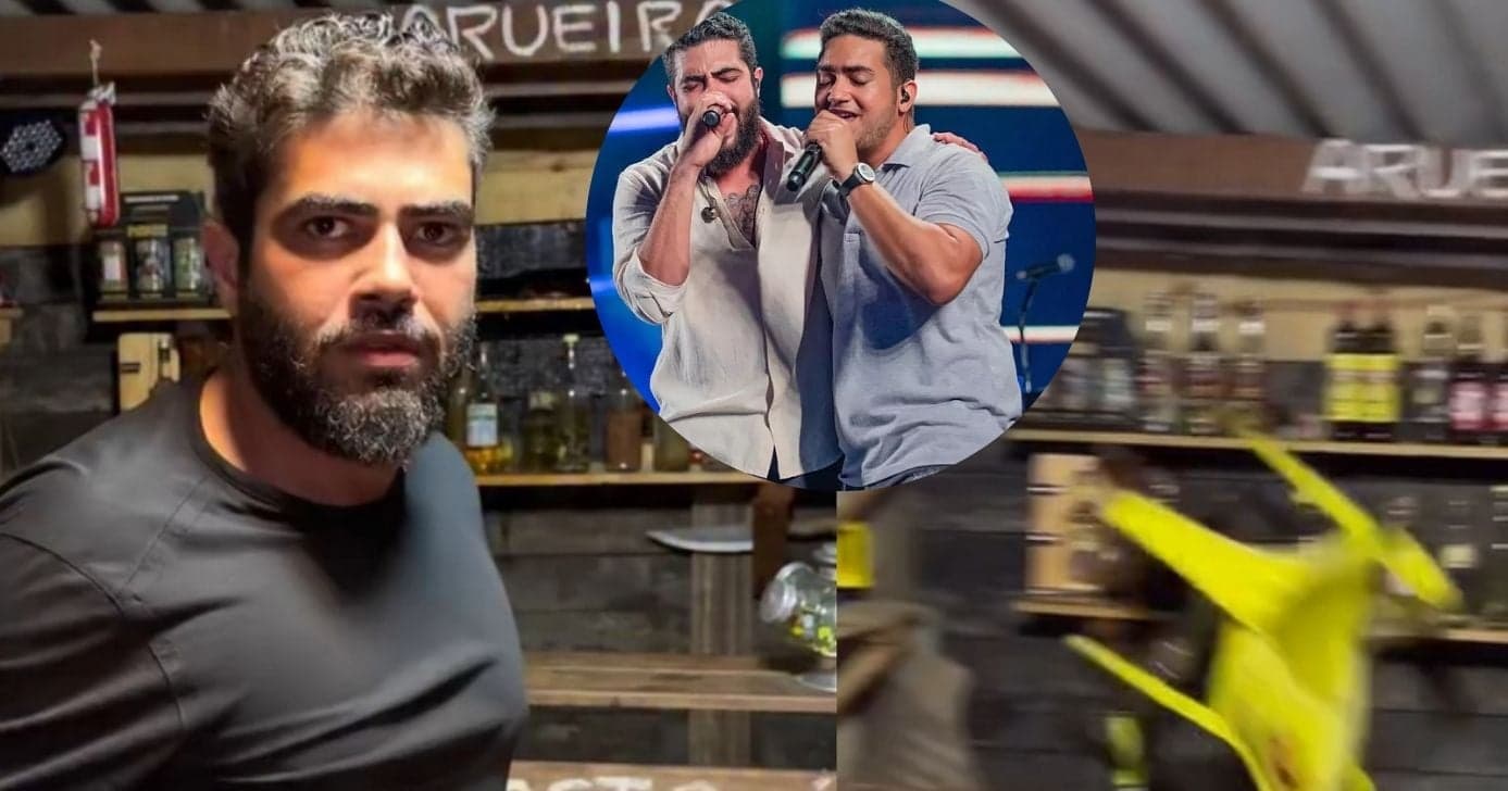 Henrique, dupla de Juliano, 'surta' ao jogar cadeira para destruir bar e detona em vídeo: "Vai me pagar"