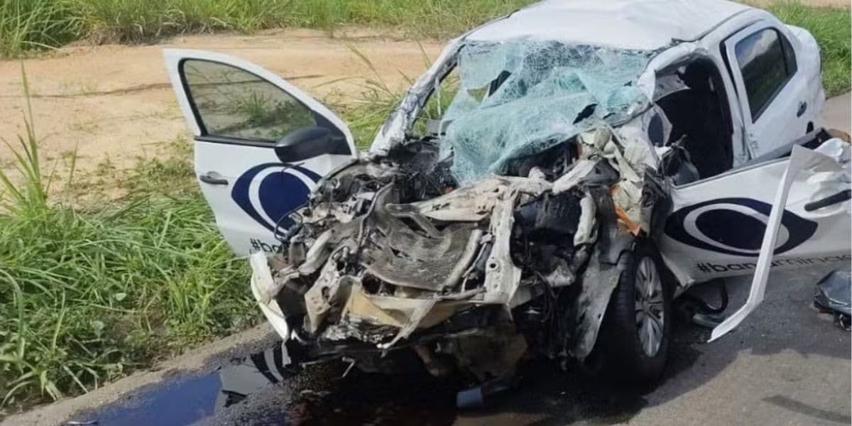 Carro da Band envolvido no acidente que gerou luto (Reprodução: CBMMG)