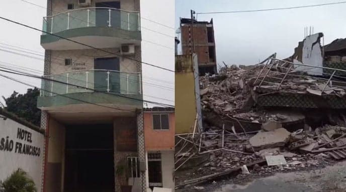 Desabamento de hotel deixa um morto e dois feridos em Tianguá após fortes chuvas (Foto: Reprodução / Instagram) Desabamento de hotel deixa um morto e dois feridos em Tianguá após fortes chuvas (Foto: Reprodução / Instagram)