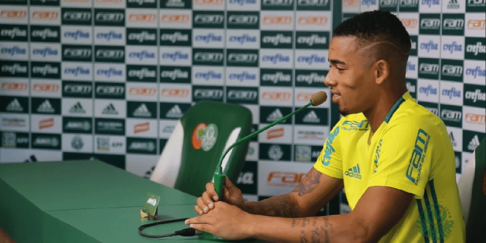 Atacante Gabriel Jesus em seu último dia no Palmeiras (Foto: Reprodução/ Palmeiras TV)