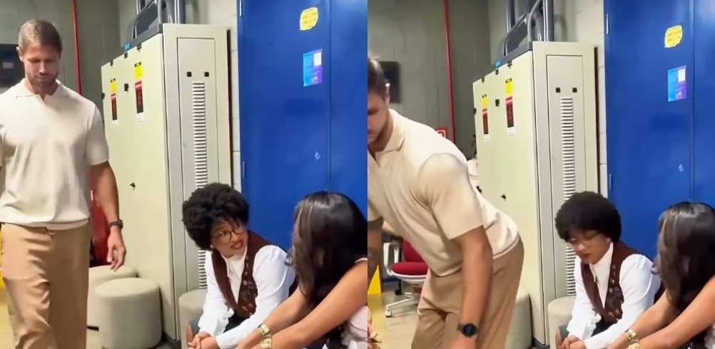 Jonas brinca com Milena em bastidores da Globo (Foto: Reprodução / Instagram)

